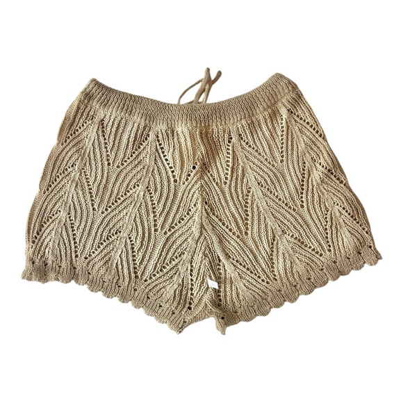 Women’s Crochet Cover Up Shorts Hollow Out Tie Front - Medium - Picture 2 of 2